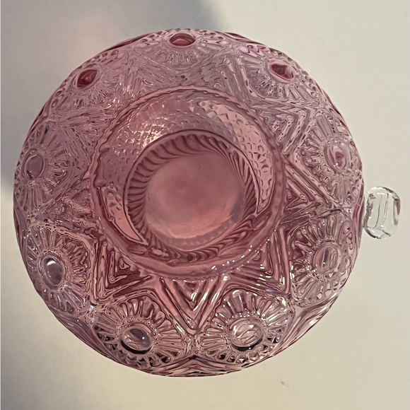 Vtg 70’s Pilgrim Art Glass Hand Blown Cranberry Pitcher Bennington Pattern 4.5” - Picture 7 of 7